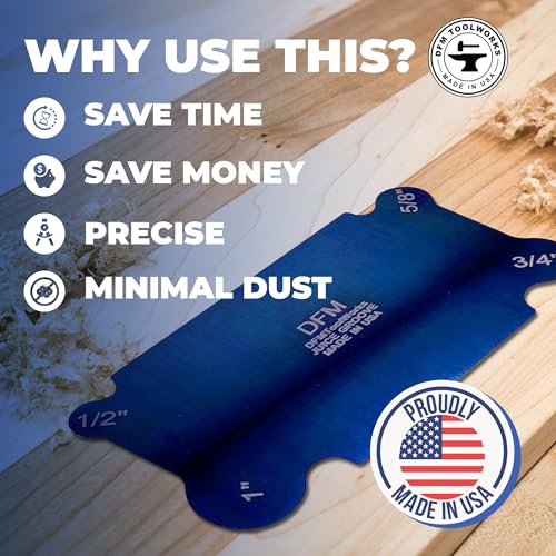 DFM Tool Works Curved Cabinet Scraper Cards - Precision Cabinet Scraper for Woodworking, Multi-Use Woodworking Tools, Wood Finishers, Quality Card Scraping Tool, Made in USA, Juice Groove - Blue