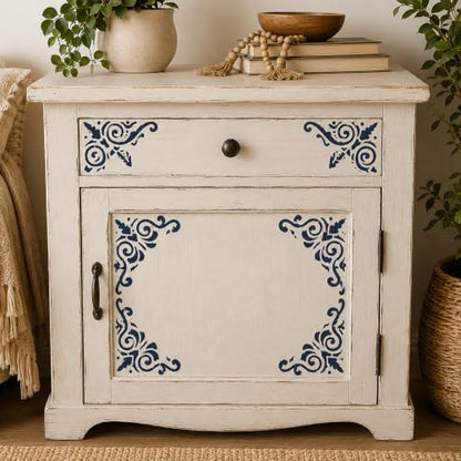 9 Large Mandala Lotus Stencils, 12 Inch Corner Patterns for Furniture