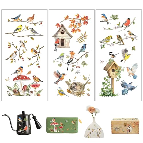 Joeyan 3 Sheets Rub On Transfers for Crafts and Furniture Birds Rub on Transfer Stickers Animal Decals for Wood Glass Metal Canvas Porcelain Plastic DIY Craft Home Decor, 6" x12" - style: Birds