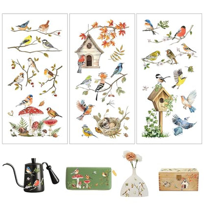 Joeyan 3 Sheets Rub On Transfers for Crafts and Furniture Birds Rub on Transfer Stickers Animal Decals for Wood Glass Metal Canvas Porcelain Plastic DIY Craft Home Decor, 6" x12" - style: Birds