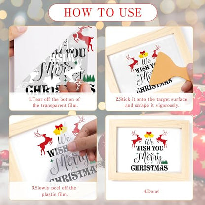 20 Pcs Christmas Quote Rub-On Transfers for Furniture & Crafts, 6 x 6 Inch - style: Holiday Sayings