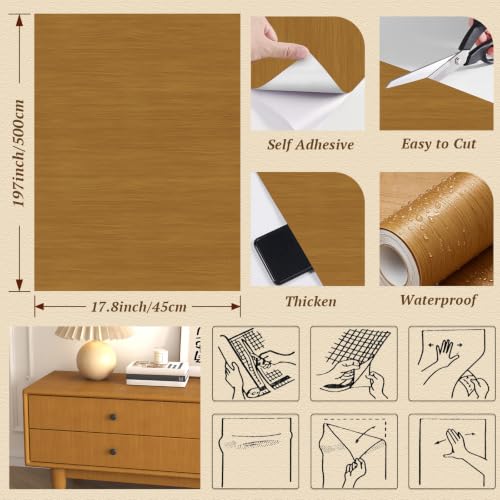 PeonyQueen Wood Grain Contact Paper Peel and Stick Wallpaper 17.8"x197" - size: 17.8" x 197"
