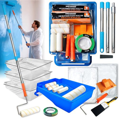 King Origin 20-Piece Paint Roller Kit, Extension Pole (4 ft) - color: 4"&9" Rollers, 20-Pack