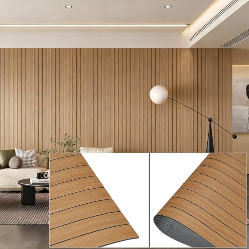 3D Wall Panels Peel and Stick – 15.74"x118" PVC FauxWood Grain Texture, Self Adhesive Waterproof Wall Covering, DIY Accent Wall, Sofa Background Backsplash & Modern Home Decor, Covers 12.9 sq.ft - color: #1, size: 118" x 15.7"