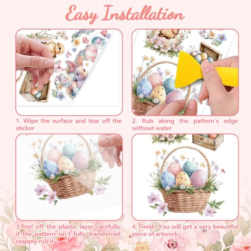 Peacoblue Easter Eggs Rub On Transfers for Furniture Craft 6"x12" - style: Easter Eggs