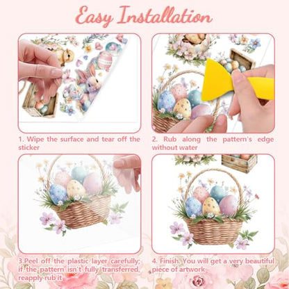 Peacoblue Easter Eggs Rub On Transfers for Furniture Craft 6"x12" - style: Easter Eggs