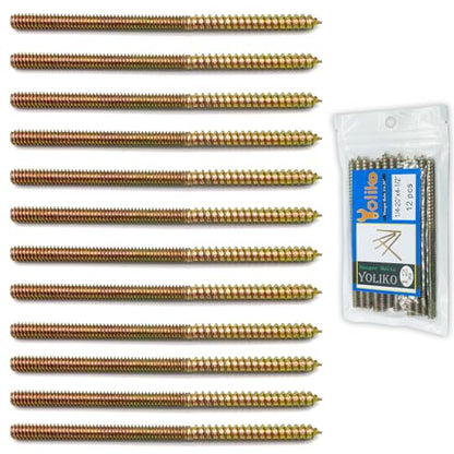 12 Pack 1/4-20 x 4-1/2 Inch Hanger Bolts Double Headed Wood Dowel Self-Tapping Screw for Furniture Double Threaded Rods 114.3mm Length - size: 1/4-20"x4-1/2"-12PCS