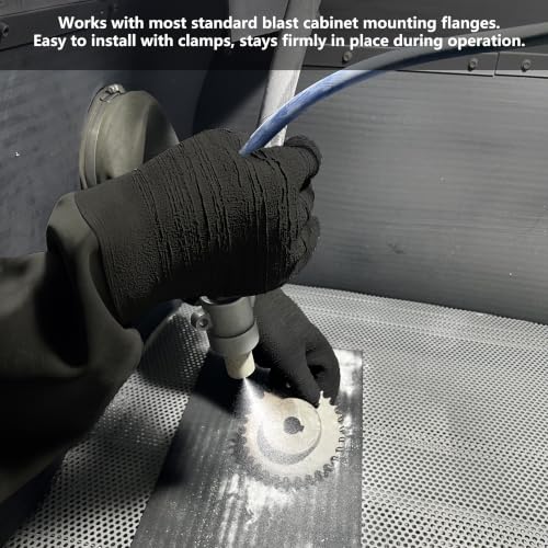 Heavy Duty Sandblasting Gloves Rubber Gloves for Sandblaster Protective Safety Work Black Striped Glove - color: Black 24.8" Gloves Set