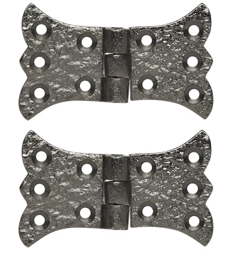 SKANDH Butterfly Iron Hinges for Doors Gates, Cabinets, Barn Door Hardware, Antique Pewter Powder Coated (3.35 Inch, Pack of 2) - color: Antique Pewter