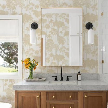 JiffDiff Cream Beige Forest Tree Peel and Stick Wallpaper,17.3" x 400" - color: Cream Beige, size: 17.3" x 400"