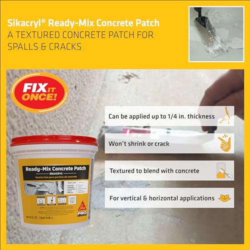SIKA Sikacryl Ready-Mix Concrete Repair Patch, Gray, Textured, 1 qt 1-Pack - size: 1 qt (Pack of 1)
