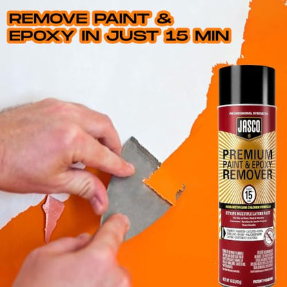 Fast-Acting Paint Stripper - Jasco Premium Paint & Epoxy Remover - 16 Oz - Removes Paint Epoxy Varnish Lacquer Shellac Synthetic Coatings and More - Available with Omni Depot Gloves