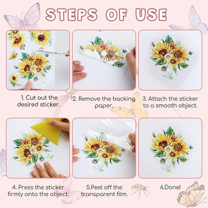 Joeyan Floral Rub On Transfers for Crafts and Furniture, 2 Sheets Large Flower Butterfly Rub on Stickers DIY Transfer Decals for Wood Glass Metal Canvas Porcelain Plastic Home Decor, 11" x16" - style: Flower Butterfly