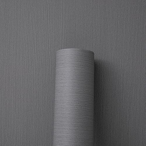 Haimin Fabric Wallpaper 24" x 393" Peel and Stick Textured Contact Paper - color: Gray