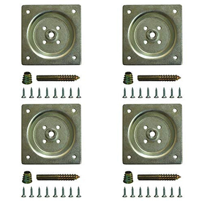 WEICHUAN Furniture Legs Mounting Hardware Sets - Include 5/16" -18 Coarse Attachment Plates, 5/16" -18 Coarse Hanger Bolts, Threaded Nuts, Screws Adapters 4 Sets, for Sofa Couch Chair Legs - size: 5/16" -18 Coarse