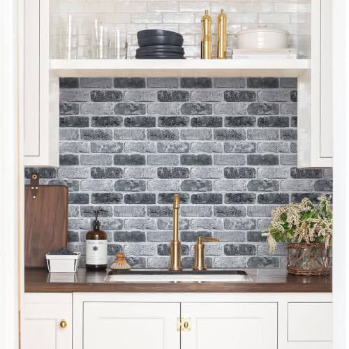 Commomy 3D Faux Brick Peel and Stick Tiles 10 pcs 11.8" x 11.8" - color: Brick-V