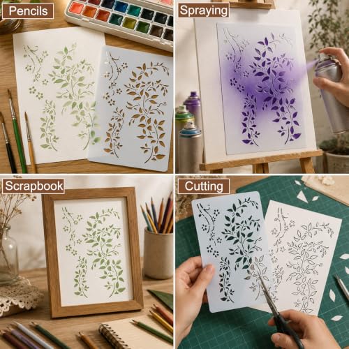 Large Reusable Stencils for Painting Vine Flower Swirl Stencils