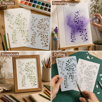 Large Reusable Stencils for Painting Vine Flower Swirl Stencils