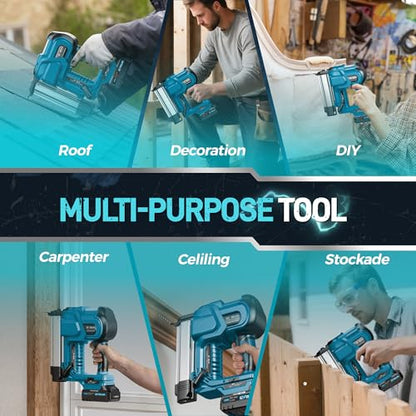 Cordless 2" Brad Nailer for Wood, 2-in-1 18GA Nail Gun, 2×2.0Ah Batteries