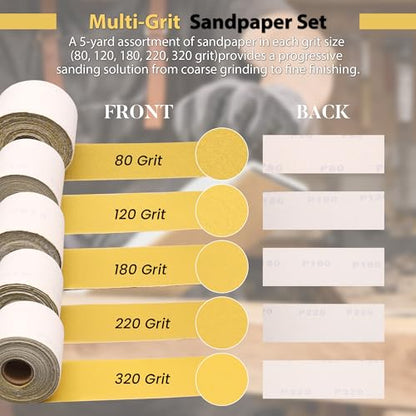 2-3/4 Inch Hook and Loop Longboard Sandpaper Roll, 25 Yards