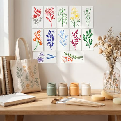 24 Pcs Flower Stencils for Painting, PET Stencils for Crafts Reusable