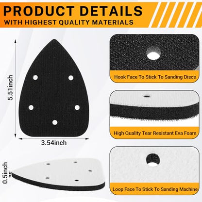 60 Pcs Detail Sanding Pad Include 10 Pcs Detail Foam Sanding Pad and 50 Pcs Assorted Mouse Detail Sander Sandpaper 40 80 120 180 240 Grits for Detail Sanding