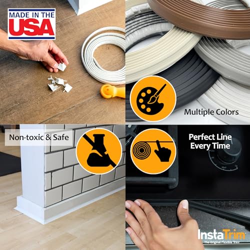 InstaTrim Flexible, Self-Adhesive Caulk Strip Sealant, 3/4" x 50', Black - color: Black, size: 3/4 in x 50 ft