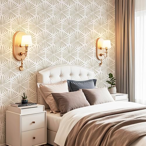 Safiyya Peel and Stick Wallpaper Modern Boho Contact Paper 196"x17.3" Beige Peel and Stick Wall Paper Removable Wallpaper for Bedroom Covering Vinyl Rolls - color: Beige, size: 17.3" x 196"