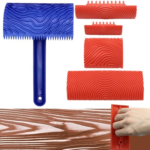 5 Pack Wood Grain Tool - Natural Woodgrain Maker for Decorative Painting Premium Wood Graining Tool Set Enhance Your DIY Projects with Wood Grain Patterns - color: 5 pack