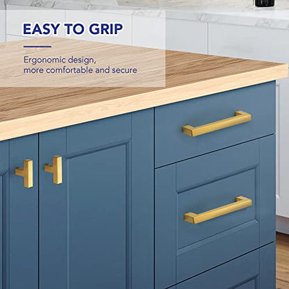 Ravinte Hardware Gold Cabinet Handles Drawer Pulls 3.75 Inch CC 25 Pack - color: Gold Square, size: 3-3/4" Hole Center