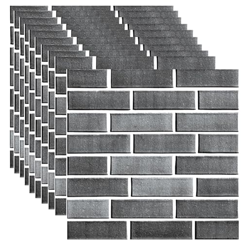 3D Wall Panels Peel and Stick 10 PCS PVC Brick Stone Wallpaper - color: Gray