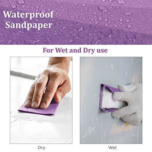 LotFancy 60 to 2000 Grit Sandpaper Assortment, 30PCS 9 x 11” White Fused Alumina Wet Dry Sanding Sheets, for Automotive Metal Sanding Polishing, Wood Finishing, Purple - size: Assorted Grit