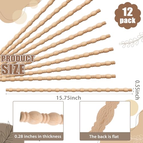 Nuanchu 12 Pcs Unfinished 3D Wood Trim Decor, Gourd Line, 15mm - size: 15mm, style: Gourd Line
