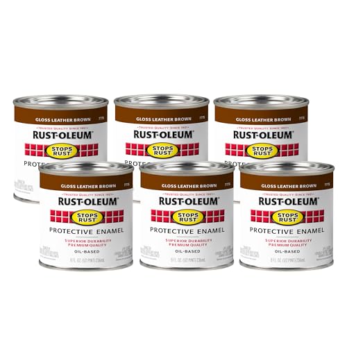 Rust-Oleum Stops Rust Brush On Protective Enamel Paint, Gloss Leather Brown - color: Gloss Leather Brown, size: 8 Fl Oz (Pack of 6)