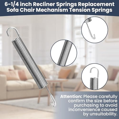 6-1/4 inch Recliner Springs Replacement (2 Pack) - size: 6-1/4"