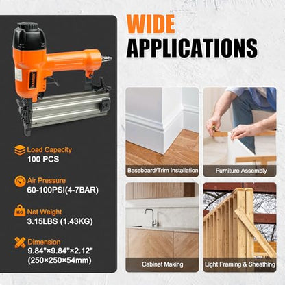 F50/9040 18 Gauge Pneumatic Brad Nailer, 2 in 1 Finish Nailer
