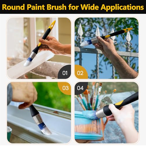 Trim Paint Brush, 0.7 Inch, 3 Pack, Small Round Paint Brushes - size: 0.7 Inch Round, 3 Pack
