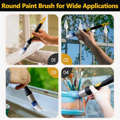 Trim Paint Brush, 0.7 Inch, 3 Pack, Small Round Paint Brushes - size: 0.7 Inch Round, 3 Pack