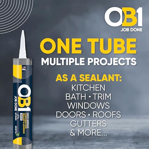 OB1 Universal Caulk Sealant & Adhesive White 10.1oz | Professional Grade Premium All-in-One Advanced Hybrid 2-in1 | Water Resistant Internal & External | Shrink Crack UV & Fade Resistant | 1 Cartridge - color: White, size: 10.1oz (Pack of 2)