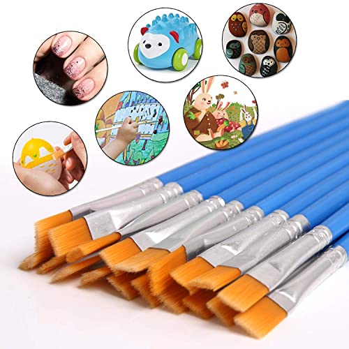 DECYOOL 60 Pcs Flat Paint Brushes Bulk, Small Paint Brush Set for Painting - style: Flat Brushes