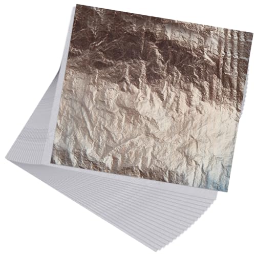 MAYJOYDIY 50 Pcs Antique Gold Leaf Sheets 5.5×5.3 Inch Imitation Gold Foil Paper Sheets Gilding Crafting Foil Sheets for DIY Nail Paintings Handcrafts Picture Frames Sculpture Furniture Arts - color: Antique Gold
