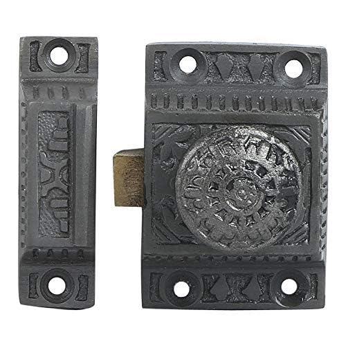 A29 Cabinet Latch, Cast Iron, Windsor Design, Antique Iron Finish - color: Antique Iron-B