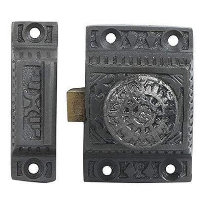 A29 Cabinet Latch, Cast Iron, Windsor Design, Antique Iron Finish - color: Antique Iron-B