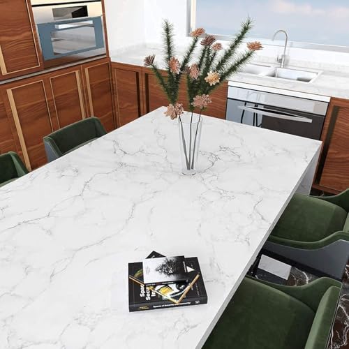 Decotalk Marble Contact Paper Marble Wallpaper Peel and Stick Marble Countertop Vinyl Wrap Waterproof Matte White Marbles Contact Paper for Kitchen Counter Removable Wallpaper Vinyl Marbles 12"x120" - size: 12" x 120"