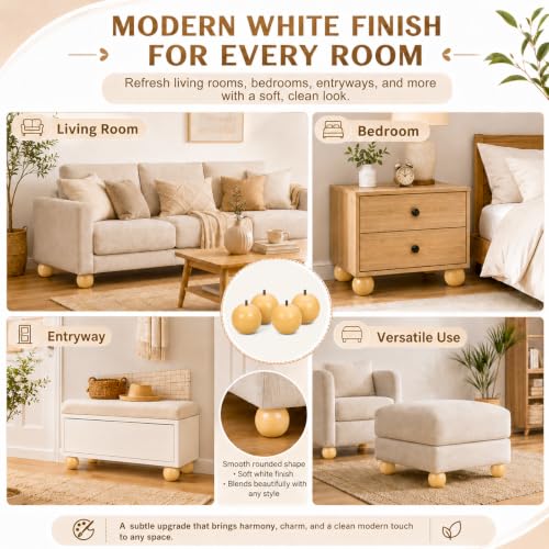 4 Inch Wooden Sofa Legs Set of 4 Walnut Wood Round Sofa Legs with Mounting Plate Screws Solid Wood Furniture Feet for Couch Bed Cabinet Bookcase Ottoman (Yellow) - color: Yellow