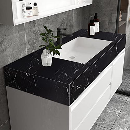 Marble Contact Paper Black Extra Wide Peel and Stick for Kitchen Countertop - color: Black/White, size: 23.6" x 118"
