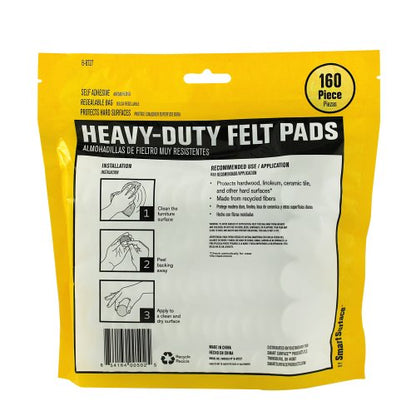 Smart Surface 8727 Heavy Duty Self Adhesive Furniture Felt Pads 1-Inch Round Oatmeal 160-Piece Value Pack in Resealable Bag - color: Beige