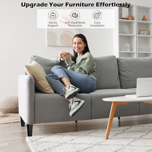 TURSTIN 16 PCS 8 Inch Wood Furniture Legs, Couch Legs Replacement, Black - color: Black, size: 8 Inch