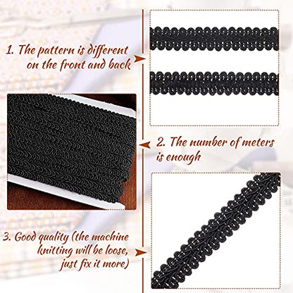 Jutom Gimp Braid Trim 1/2 Inch 20 Yard Gimp Braid Trim Decorative, Black - color: Black