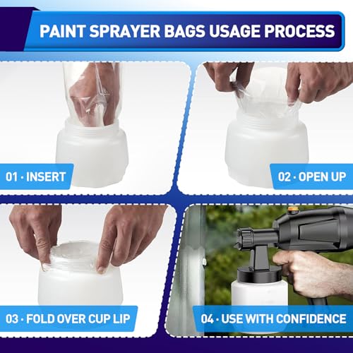 Paint Sprayer Parts, 50 Pcs Paint Sprayer Bags, 7.8'' X 11.8'' Sprayer Cup Liners, Transparent Spray Gun Cup Canister Liners for Wagner Paint Sprayer
